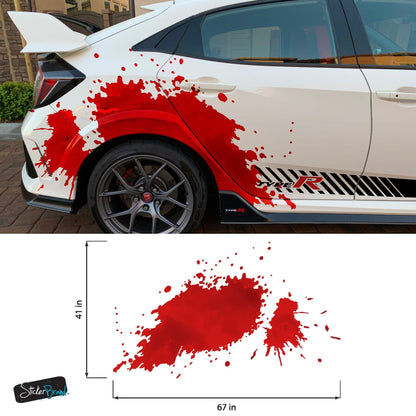 Red Blood Splatter Vinyl Graphic Car Decal. #7037