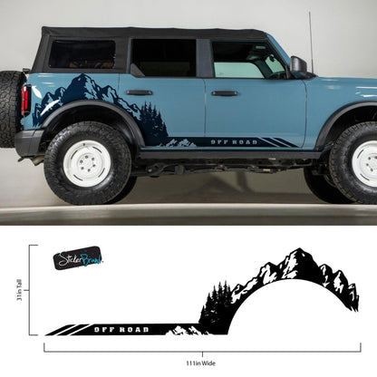 Ford Bronco Off Road Graphic Decal Sticker. Mountain Forest Overland Design. #6998