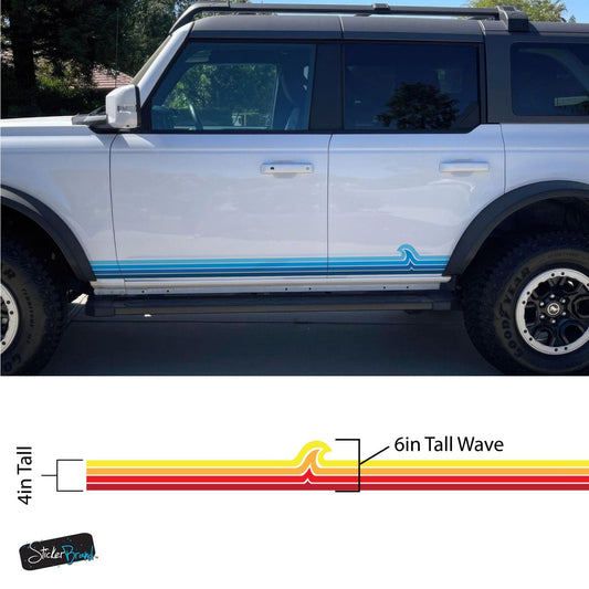 Surf Wave Truck / Car Decal. Overland Stripes Decal Sticker. Universal Fit for most Vehicles. #7051