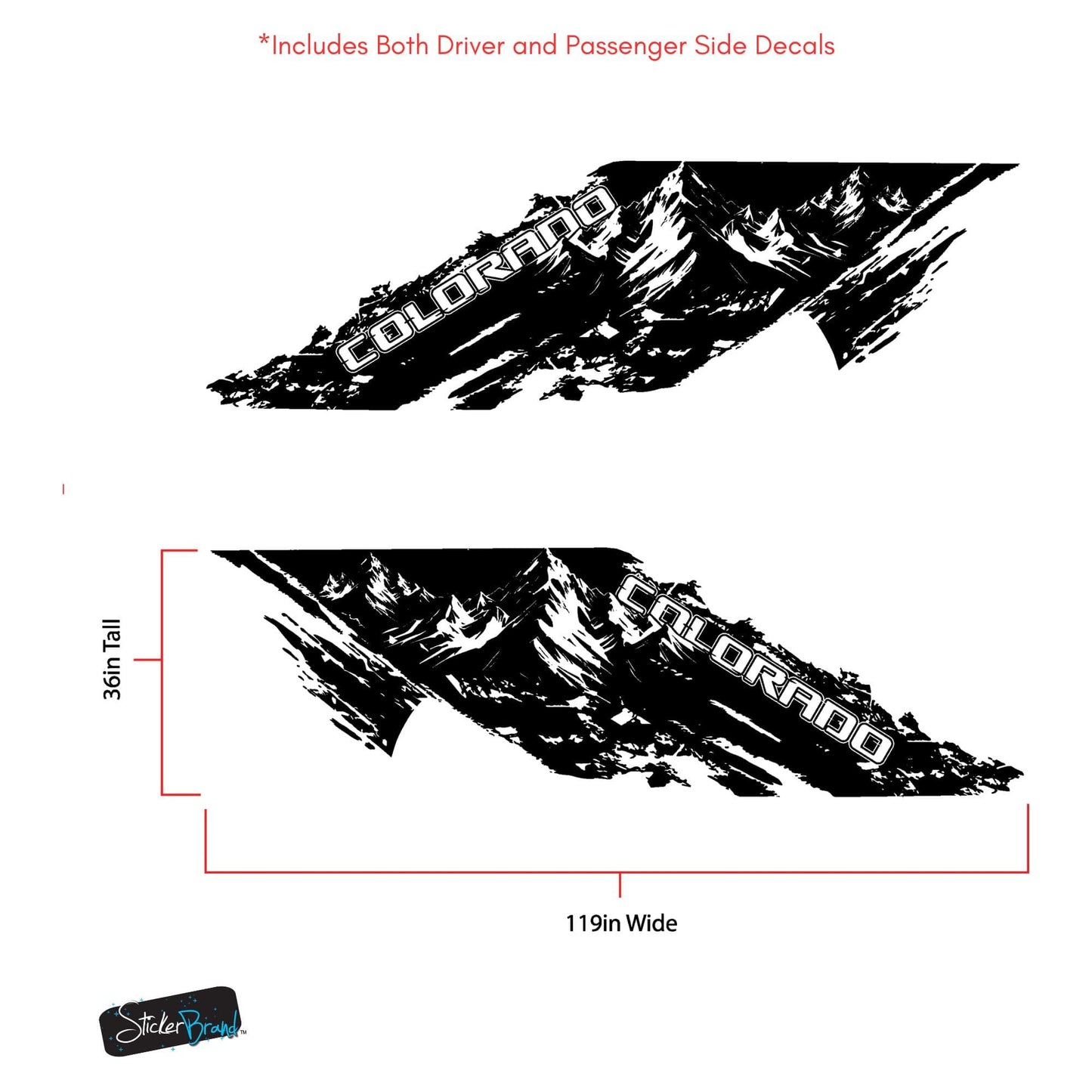Chevy Colorado Truck Mud Splash Mountain Vinyl Car Graphic Sticker. Set of 2. #7110