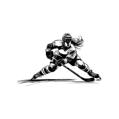 Female Hockey Player Wall Decal. #6957