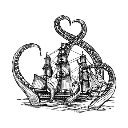 Adventure with Kraken Attacking Ship Wall Decal Sticker. #6784