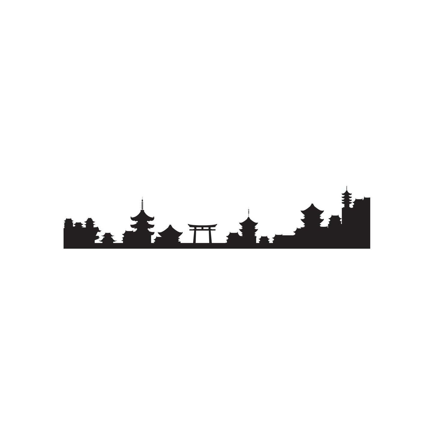 Japanese Village Silhouette Vinyl Wall Decal Sticker. #1438