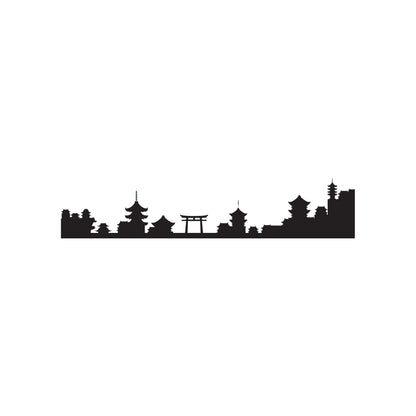 Japanese Village Silhouette Vinyl Wall Decal Sticker. #1438