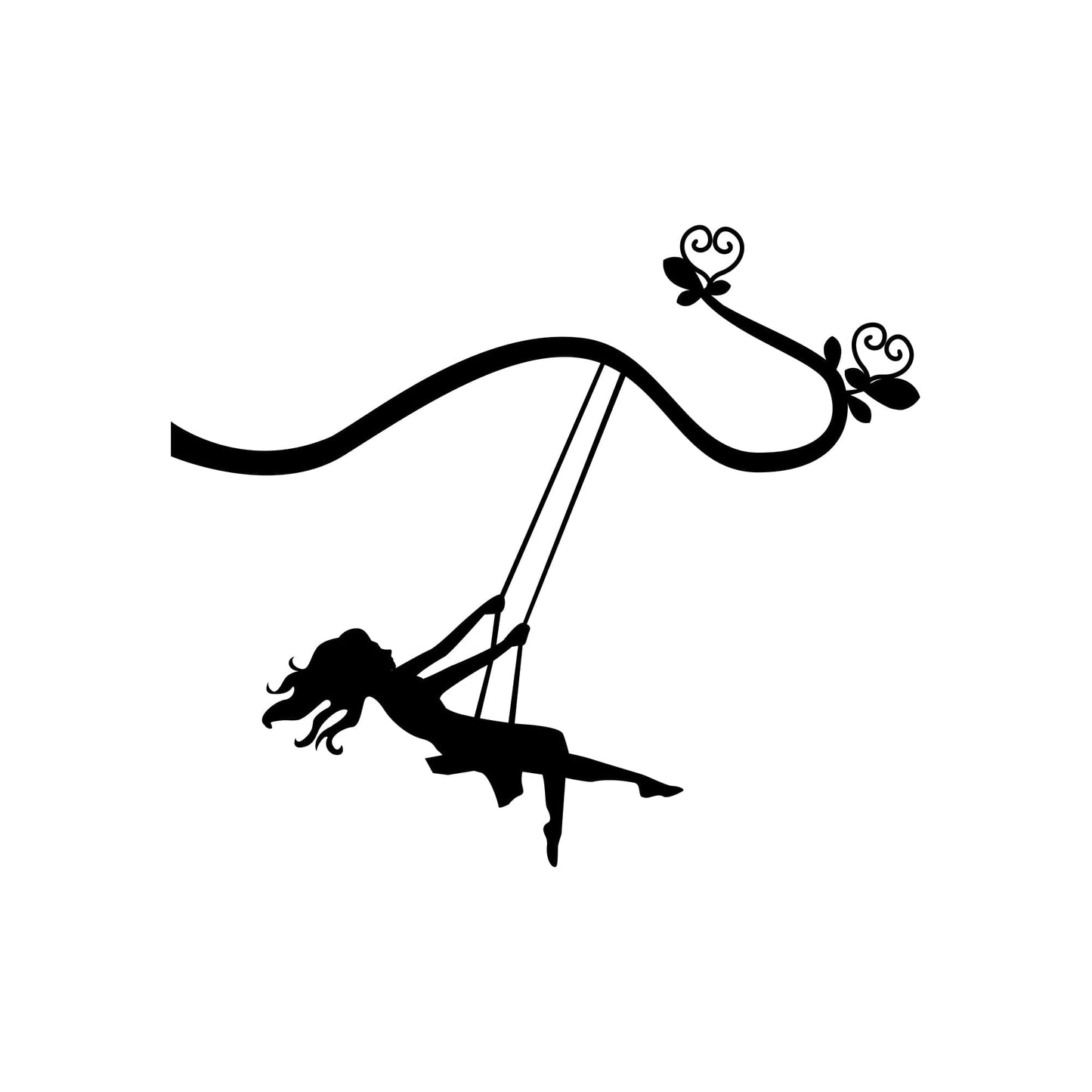 Girl Swinging on a Swing set hanging from Tree Branch Vinyl Wall Decal Sticker. #OS_MG446