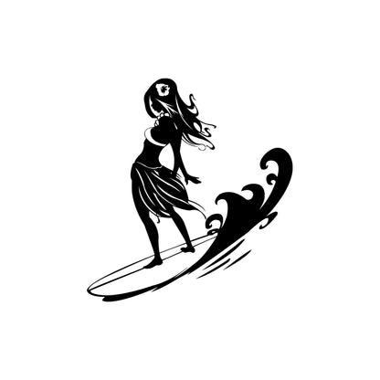 Hawaiian Hula Girl Surfer Vinyl Wall Decal Sticker. #1280