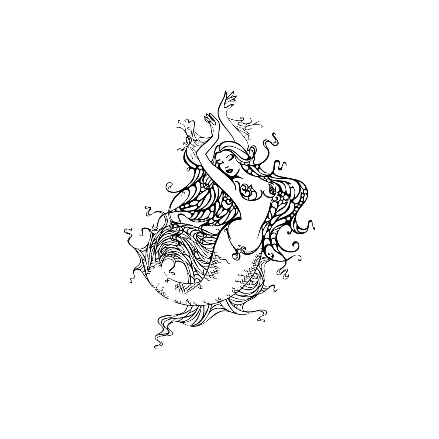 Vintage Mermaid Wall Decal Sticker #OS_AA1690