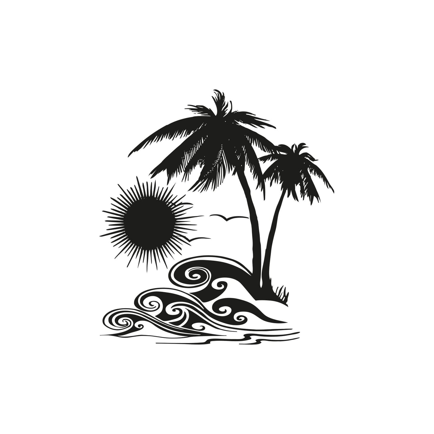 Hawaii Tropical Sunset Ocean Wave Wall Decal. #OS_AA267