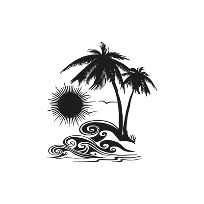 Hawaii Tropical Sunset Ocean Wave Wall Decal. #OS_AA267