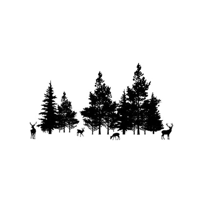 Woodland Deer in Forest Trees Wall Decal. #7069