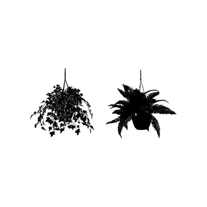 Pair Of Hanging Plants Vinyl Wall Decal Sticker. #5428
