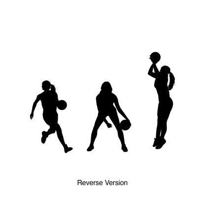 Set of 3 Female Basketball Player Wall Decals. #6982