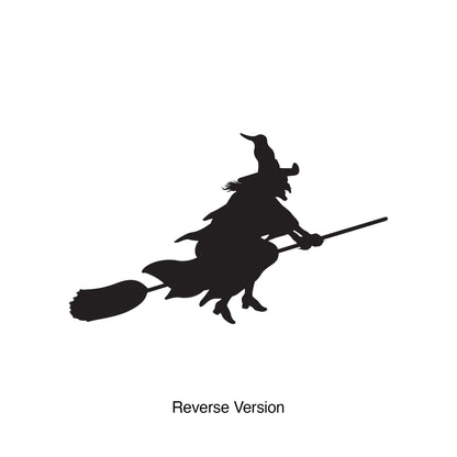 Halloween Witch Flying on Broom Wall Decal. #393