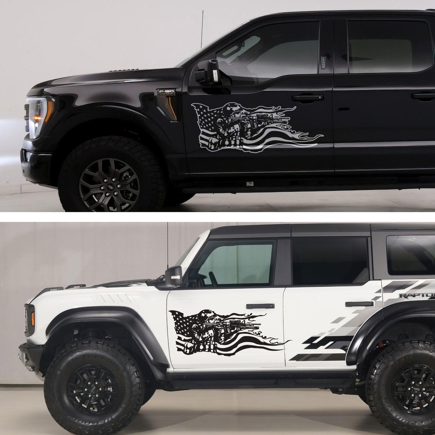 Military Soldier Flag Truck / Car Decal Sticker. Veteran Flag Window Sticker. #6967