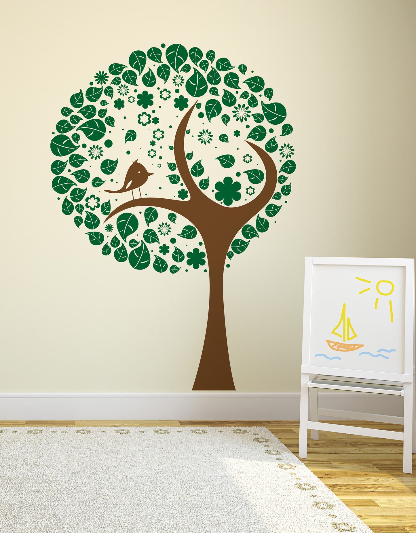 Tree with Leaves and Bird Vinyl Wall Decal Sticker. #269