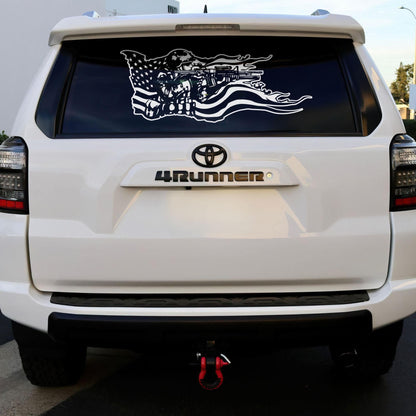 Military Soldier Flag Truck / Car Decal Sticker. Veteran Flag Window Sticker. #6967