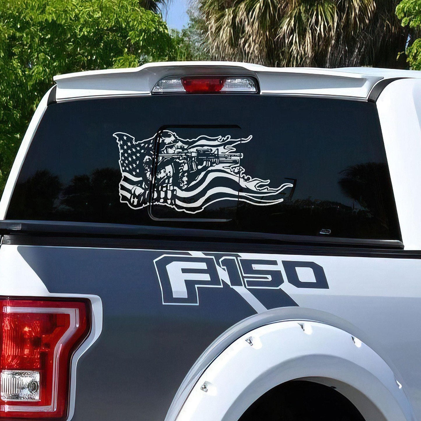 Military Soldier Flag Truck / Car Decal Sticker. Veteran Flag Window Sticker. #6967