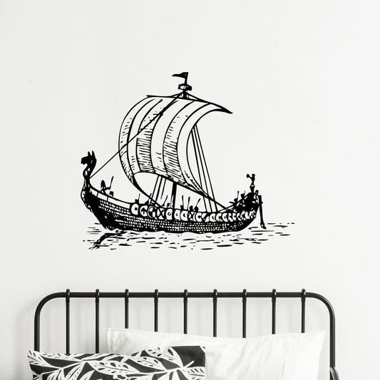 Viking Ship Wall Decal Sticker. Nautical Theme Wall Art. #291