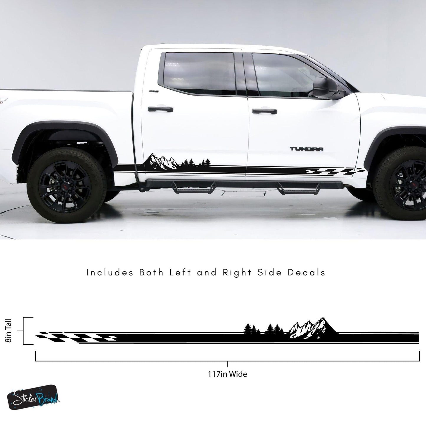 Checker Flag Truck Decal Sticker. Overland Mountain Theme. #6816