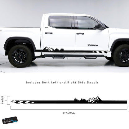 Checker Flag Truck Decal Sticker. Overland Mountain Theme. #6816