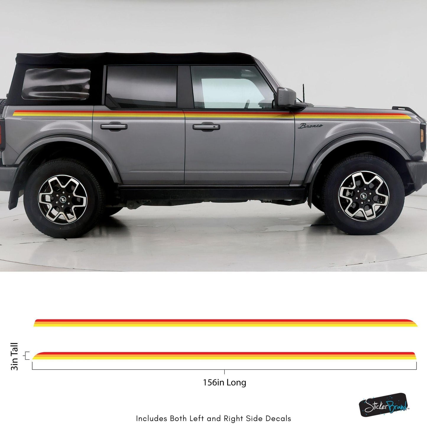 3 Color Stripes Bronco Decal Sticker. #6953