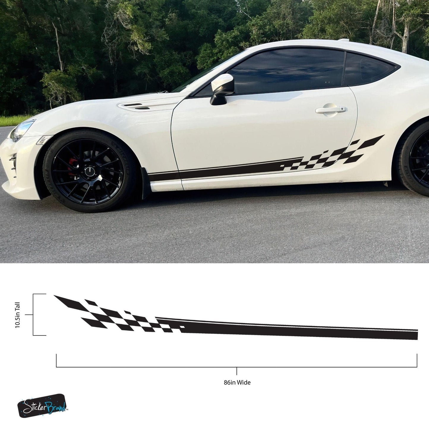 Checker Flag Car Decal Sticker. Racing Stripes Graphic Sticker. #6999