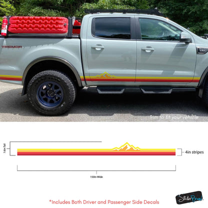 Mountain Truck / Car Decal. Overland Stripes Decal Sticker. Universal Fit for most Vehicles. #7122