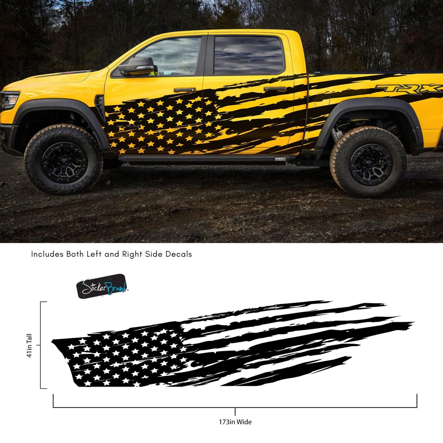 USA Flag Truck Decal Sticker. #6845