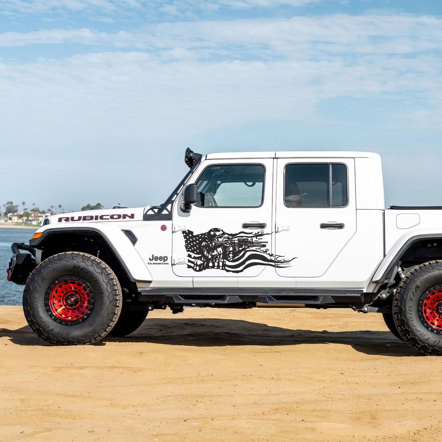 Military Soldier Flag Truck / Car Decal Sticker. Veteran Flag Window Sticker. #6967