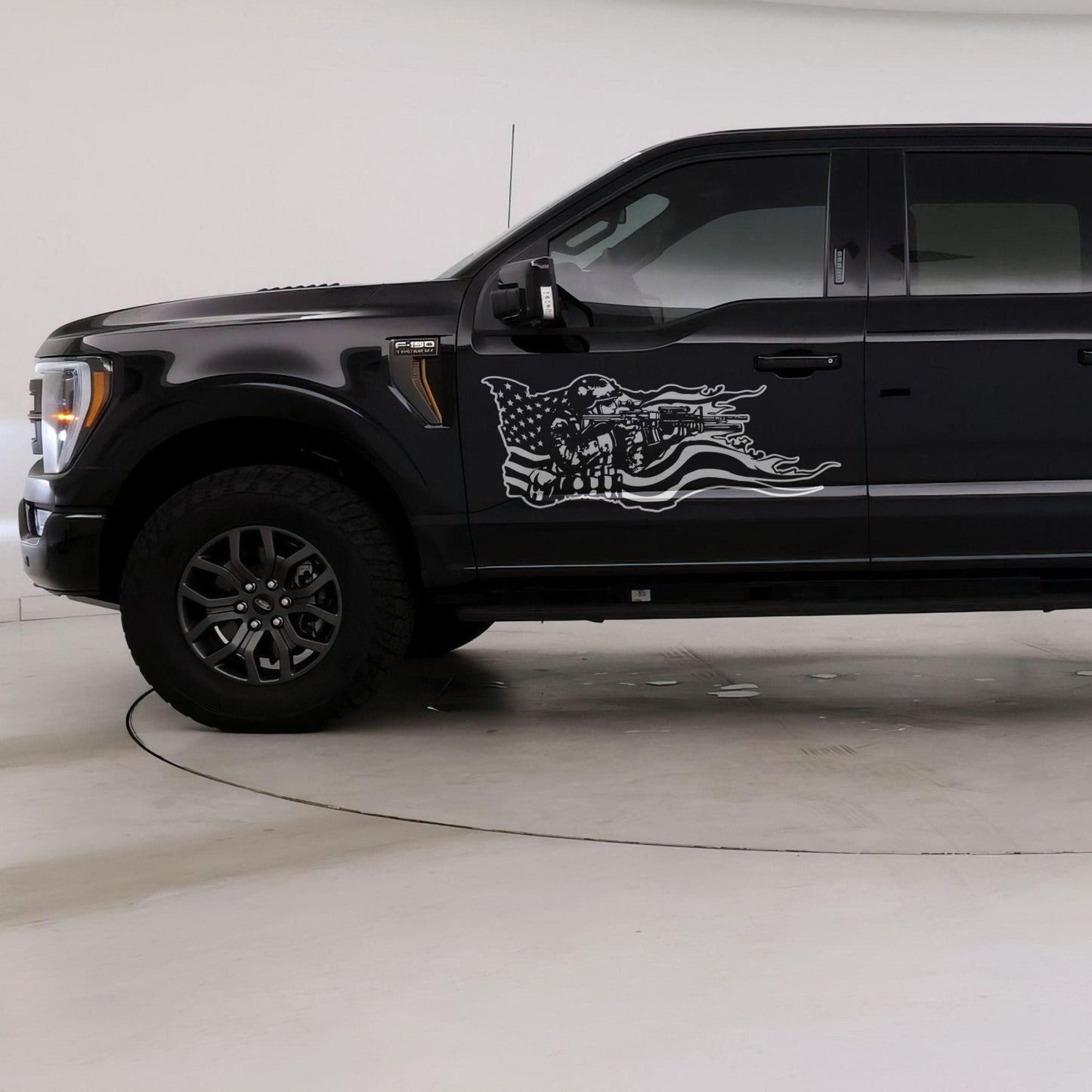 Military Soldier Flag Truck / Car Decal Sticker. Veteran Flag Window Sticker. #6967