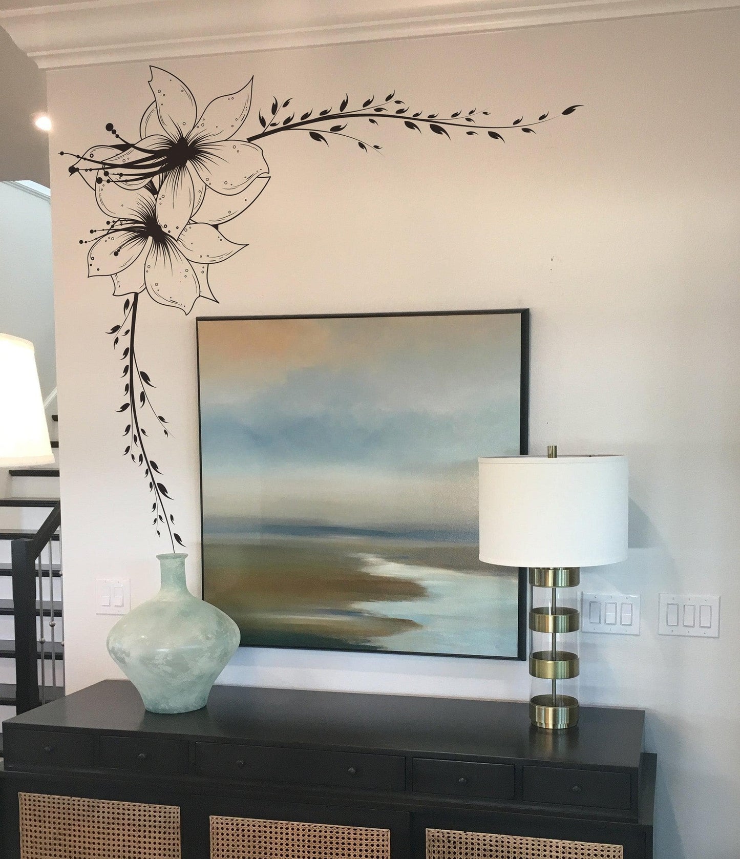 Flower Wall Decal Sticker. Floral Vines for Bedroom Walls. #361