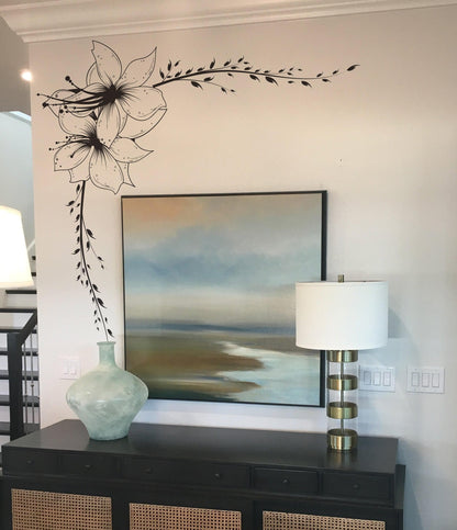 Flower Wall Decal Sticker. Floral Vines for Bedroom Walls. #361