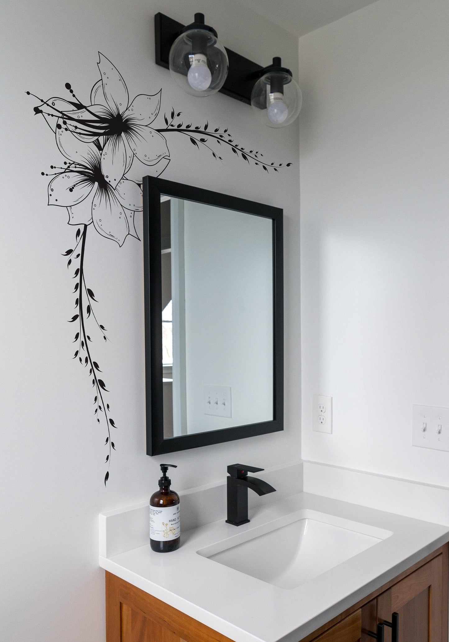 Flower Wall Decal Sticker. Floral Vines for Bedroom Walls. #361