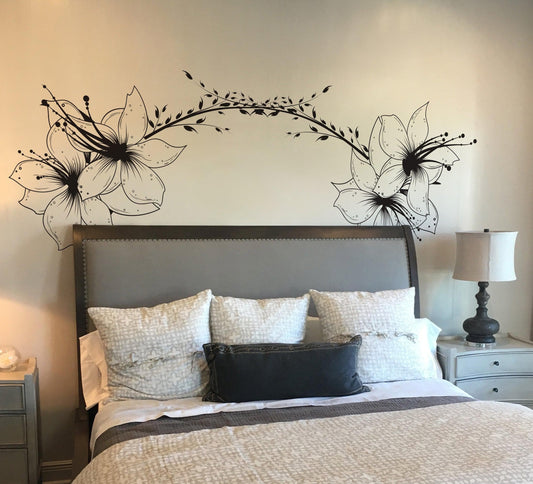 Flower Wall Decal Sticker. Floral Vines for Bedroom Walls. #361