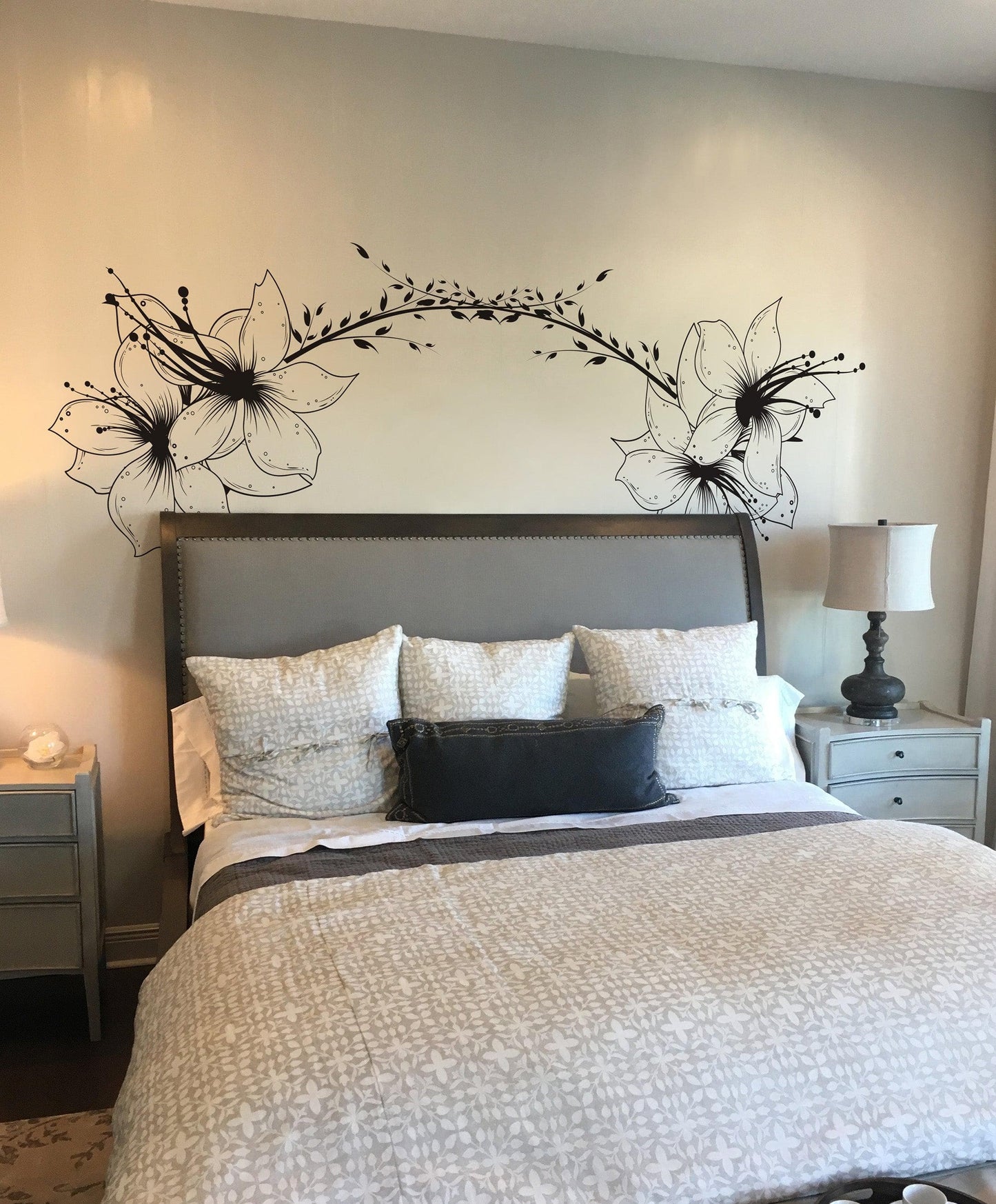 Flower Wall Decal Sticker. Floral Vines for Bedroom Walls. #361