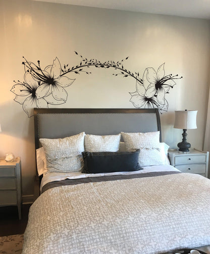 Flower Wall Decal Sticker. Floral Vines for Bedroom Walls. #361