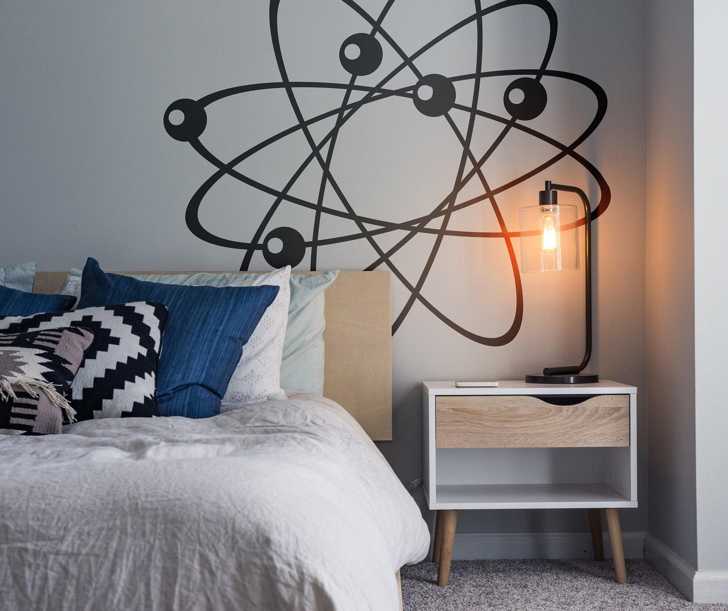 Atom Wall Decal. Electrons, protons and neutrons. Perfect for Science School Decor. Physics. #389