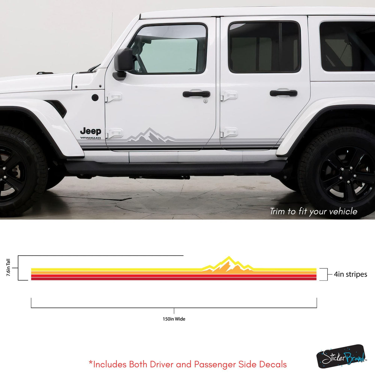 Mountain Truck / Car Decal. Overland Stripes Decal Sticker. Universal Fit for most Vehicles. #7122