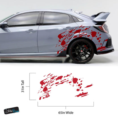 Red Blood Splatter Graphic Car Decal. #7031