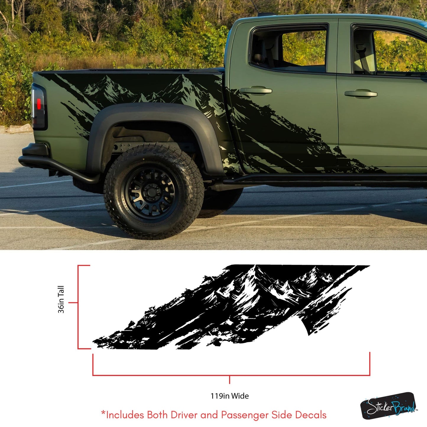 Chevy Colorado Truck Mud Splash Mountain Vinyl Car Graphic Sticker. Set of 2. #7110