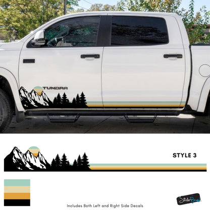 Mountain Forest Sunset Truck/Car Decal. Yellow, Orange, Red Color Scheme. #6811