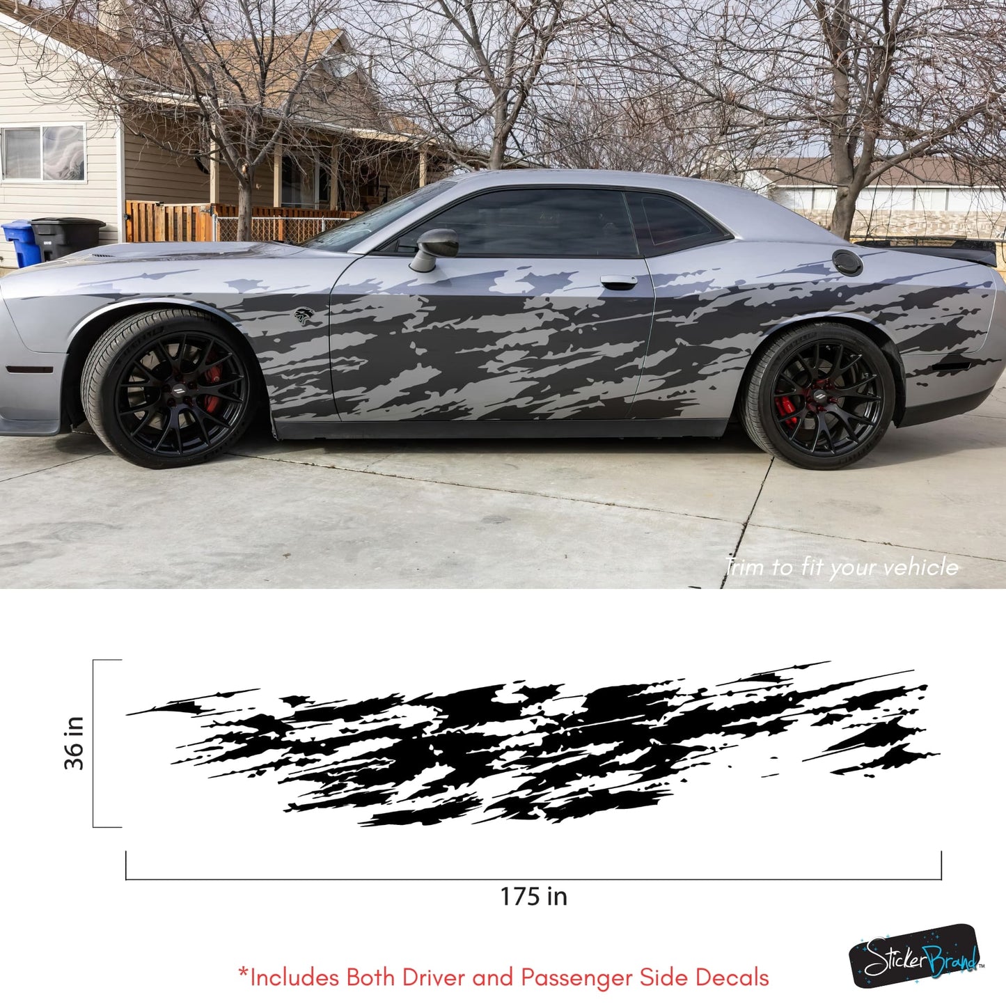 Splash Decal, Grunge Scratch Marks Decal Sticker for Challenger, Charger. #7102
