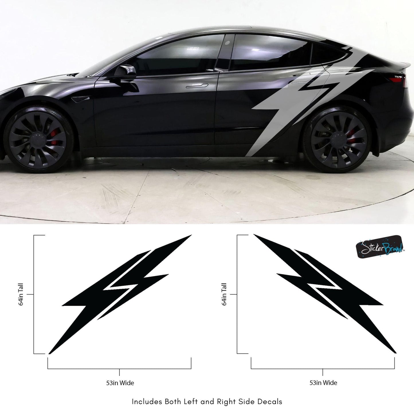 Lightning Bolt Car Decal Sticker. Universal Fit for Tesla / EV's. #6863
