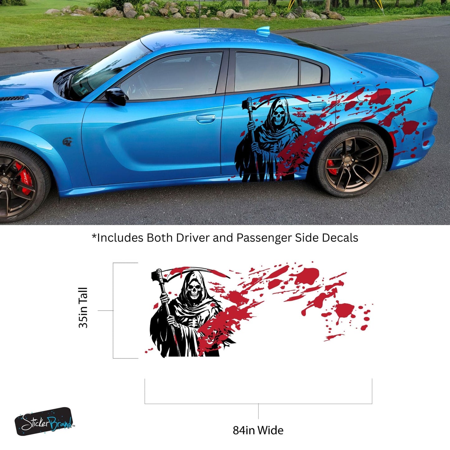 Grim Reaper Blood Splatter Car Decal. #7082