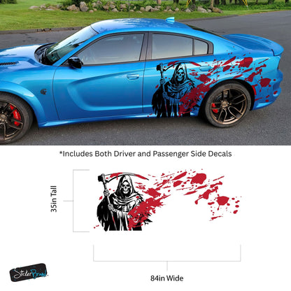 Grim Reaper Blood Splatter Car Decal. #7082