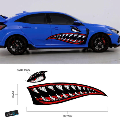 Flying Tiger Shark Military Bomber Design Decal. Jaws Decal. #6992