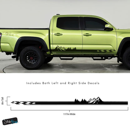 Checker Flag Truck Decal Sticker. Overland Mountain Theme. #6816