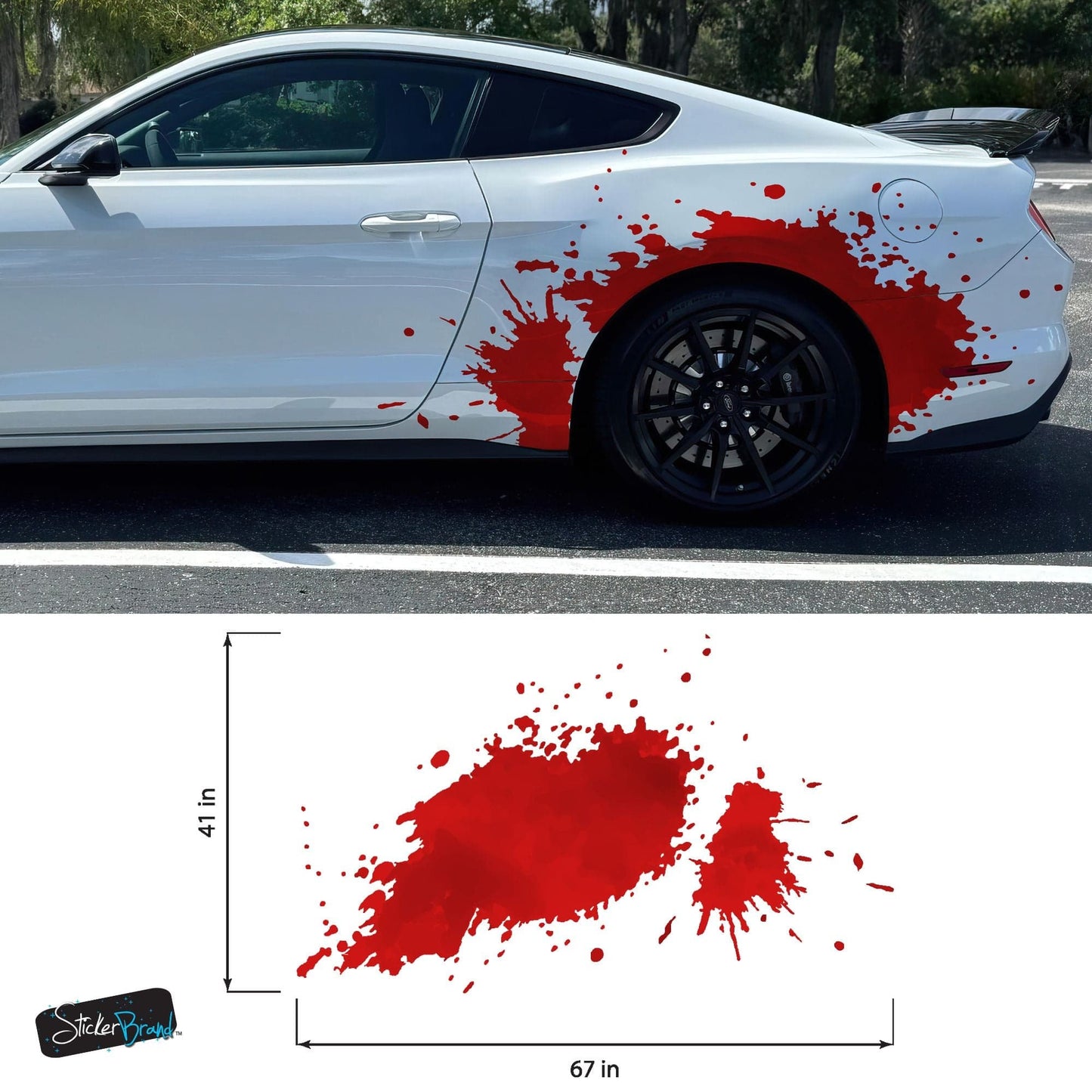 Red Blood Splatter Vinyl Graphic Car Decal. #7037