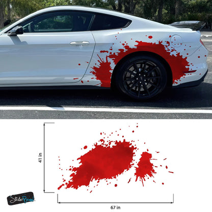 Red Blood Splatter Vinyl Graphic Car Decal. #7037