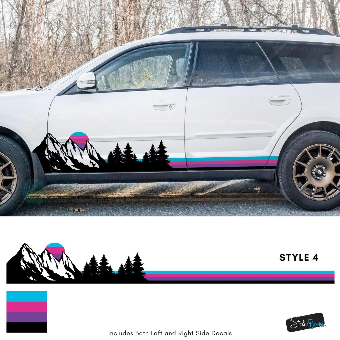 Mountain Forest Sunset Truck/Car Decal. Yellow, Orange, Red Color Scheme. #6811